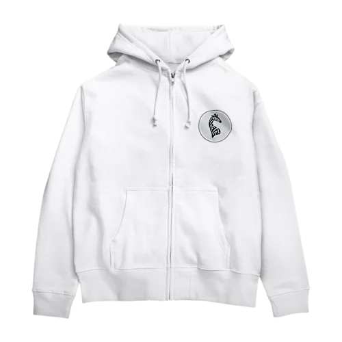 動物イラストのロゴ　キリン Zip Hoodie