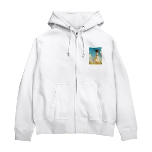 そよ風の中にいる女性　なでしこ1478 Zip Hoodie