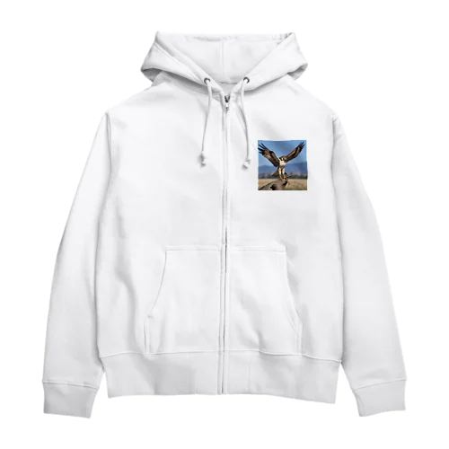 離陸準備中のタカ Zip Hoodie