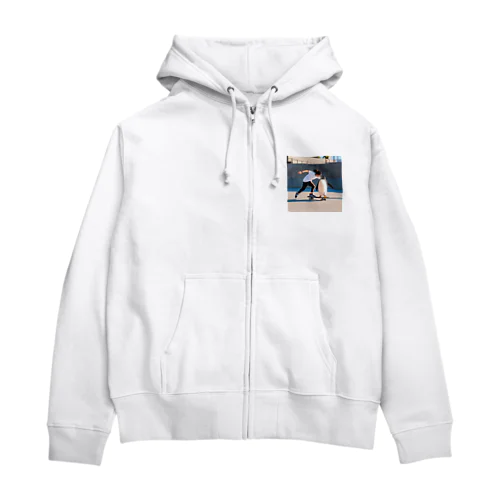 ペンギンと一緒にスケートボード体験 Zip Hoodie