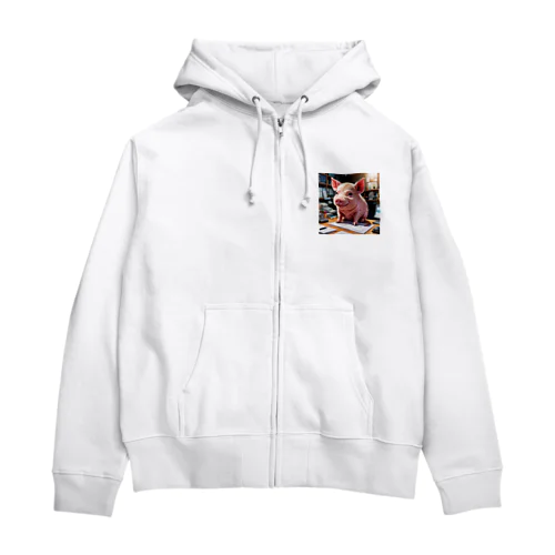 プロジェクトのタスクを割り当てるミニブタ Zip Hoodie