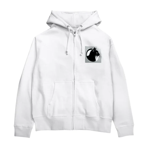 Gatto＊黒猫の切り絵風デザイン Zip Hoodie