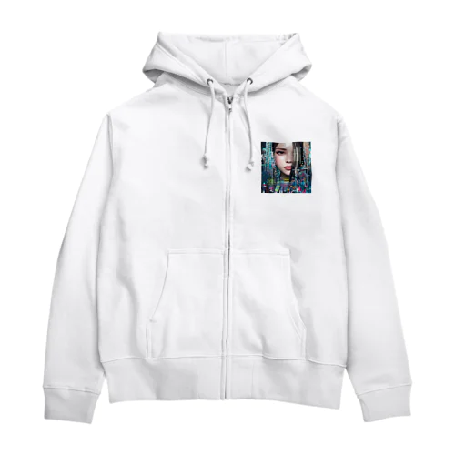 AI美女 Zip Hoodie