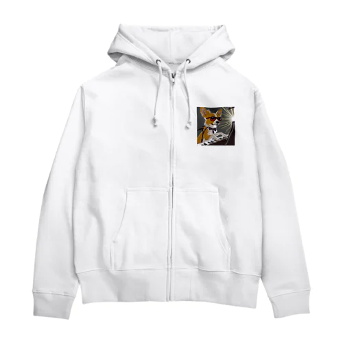 ピアニストわんちゃん Zip Hoodie