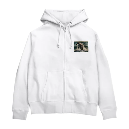 波に乗る喜びドルフィン Zip Hoodie