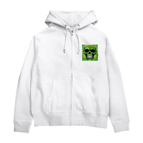 恐怖の緑髑髏グッズ Zip Hoodie