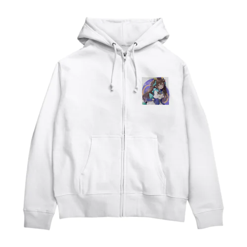 ロングヘアーの女の子 Zip Hoodie