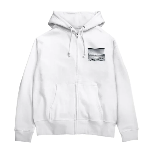 モノクロの雪景色 Zip Hoodie