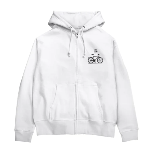 自転車ロゴ Zip Hoodie