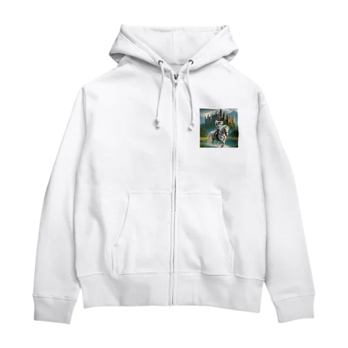 白馬に乗ったネコ王子様2 Zip Hoodie