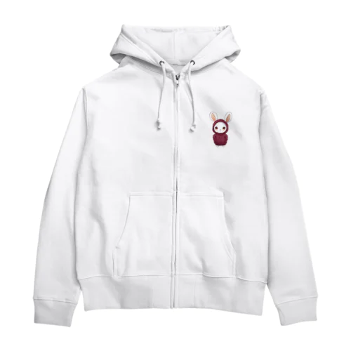 赤パーカーを着ているうさぎちゃん Zip Hoodie