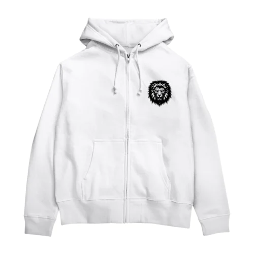 ライオン白黒 Zip Hoodie