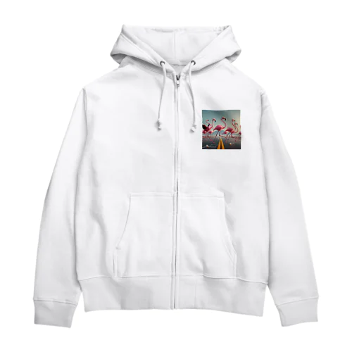 サイズフリー ミュージックフラミンゴ Zip Hoodie