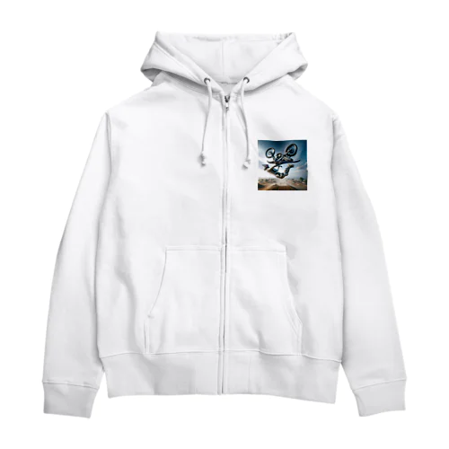 迫力満点 フリースタイルモトクロス バックフリップ ポスター – エクストリームスポーツ アート Zip Hoodie