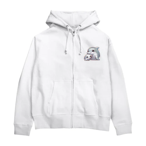 イルカの親子 Zip Hoodie