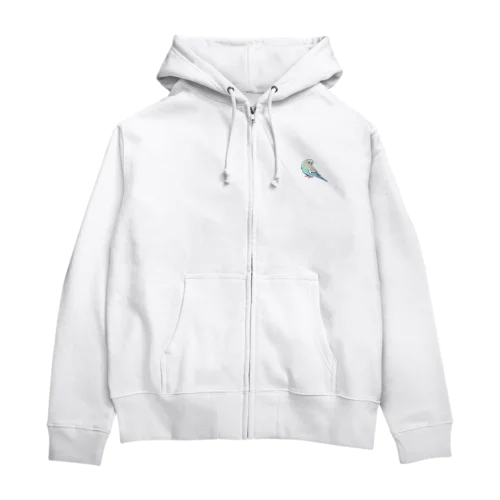 青色の可愛いセキセイインコ Zip Hoodie