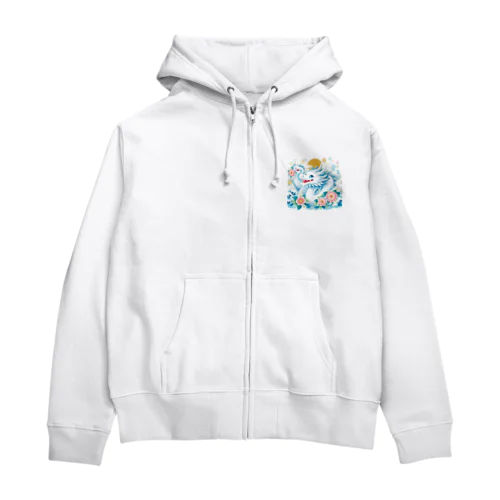 カワイイ白りゅう。 Zip Hoodie