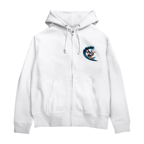 夏だ！ドラゴンもサーフィンだ Zip Hoodie