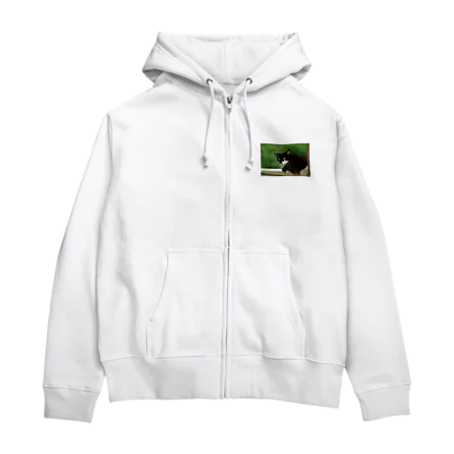 振り向くネコ Zip Hoodie