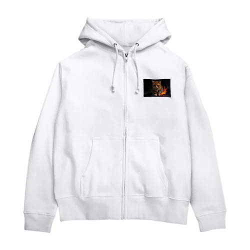 炎の守護者「炎タイプの猫」 Zip Hoodie