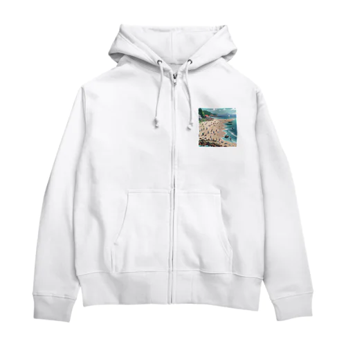 ピクセルアートの5月_潮干狩り Zip Hoodie