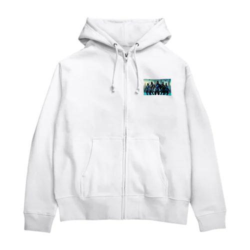 未来のヒーローに変身したゴリラ Zip Hoodie