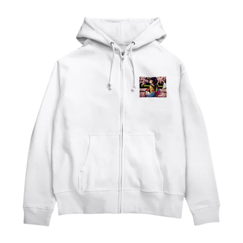 Sakura girl Zip Hoodie