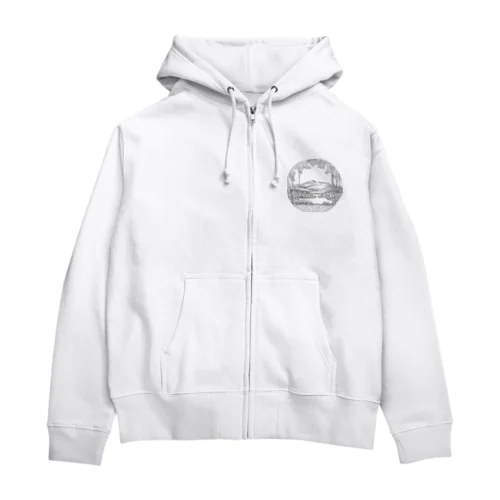 川の畔　ラインアート Zip Hoodie