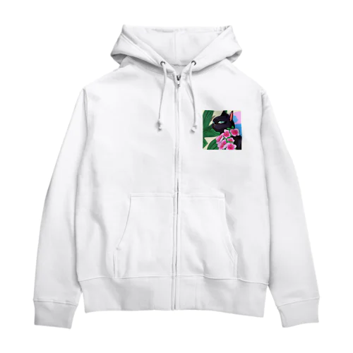 黒猫 アロハ Zip Hoodie