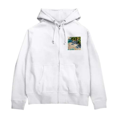 パームツリー沿い　ビーチ Zip Hoodie