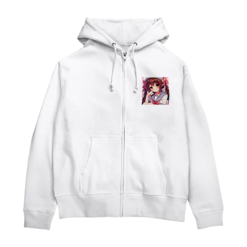 ツインテール　おさげ　セーラー服　おんなのこ Zip Hoodie