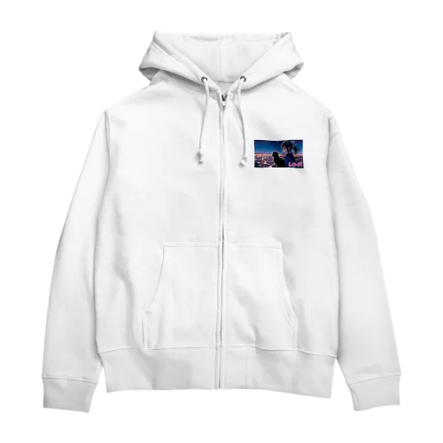 時空の旅猫アルトとミアの夜景物語 Zip Hoodie