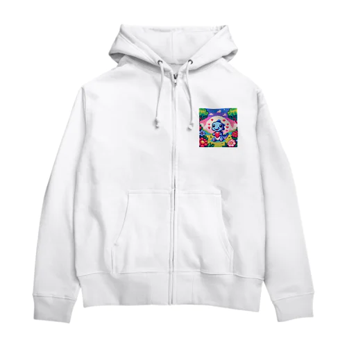 ピクセルアート 恐竜の子ども Zip Hoodie