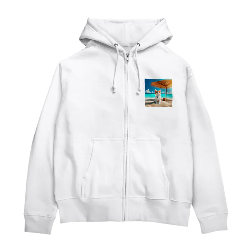 南国の海で一時のバカンスを楽しむ Zip Hoodie