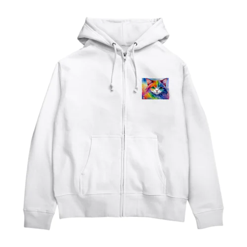 虹色ネコちゃん Zip Hoodie