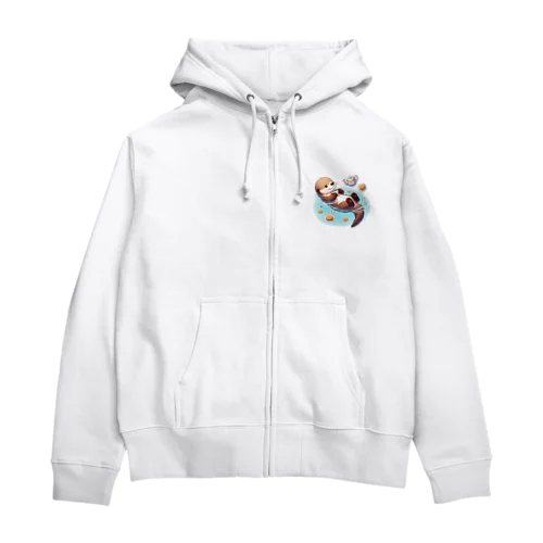 ティータイムを楽しむラッコ① Zip Hoodie