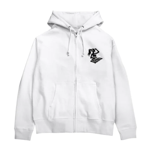 ハッピーガール DJ シルエットver. Zip Hoodie