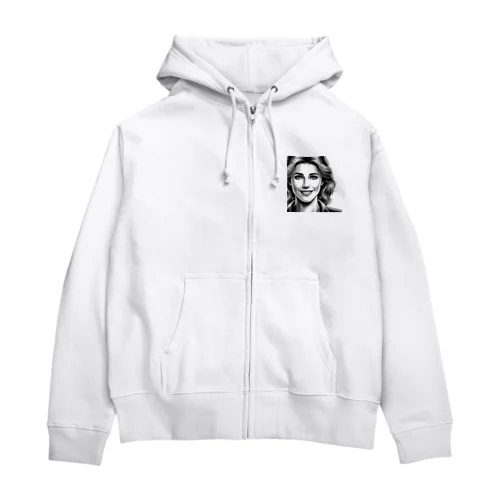 微笑む女性 Zip Hoodie