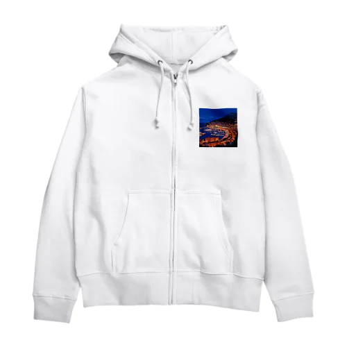 【絶景ピクセルアート】モナコの夜景 Zip Hoodie