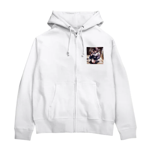 00181-Anime girl with purple hair and blue eyes Zip Hoodie