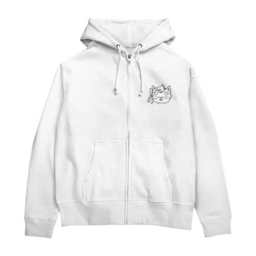 しばいぬ（モノクロ） Zip Hoodie