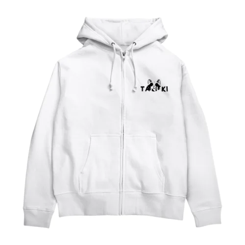 シルエットTANUKI（黒） Zip Hoodie