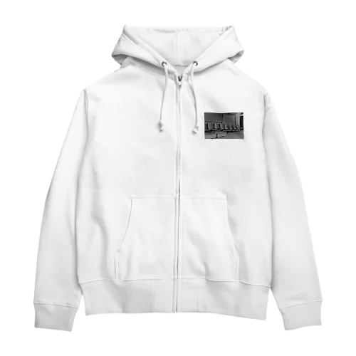 廃駅(モノクロ) Zip Hoodie