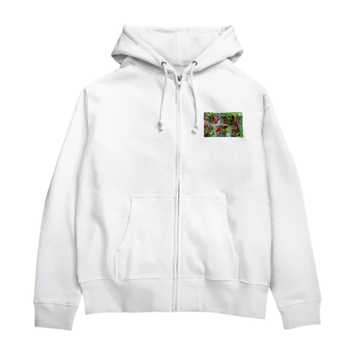 ワイルドストロベリー③(フラワー) Zip Hoodie