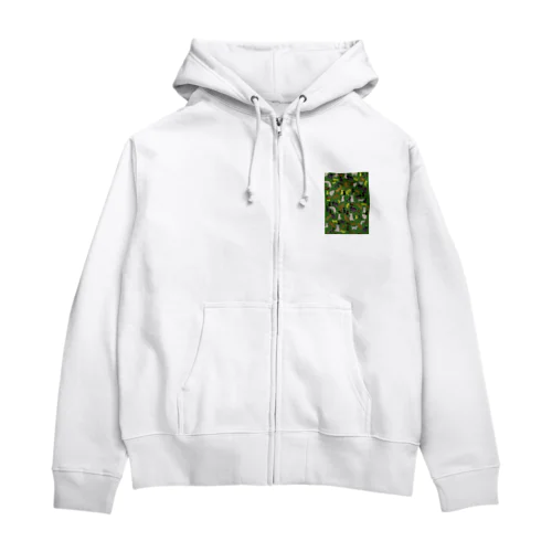 猫迷彩緑 Zip Hoodie