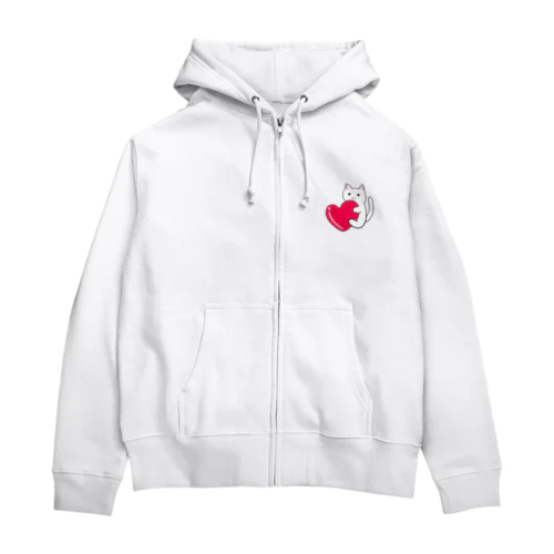 ハートにつかまる猫 Zip Hoodie
