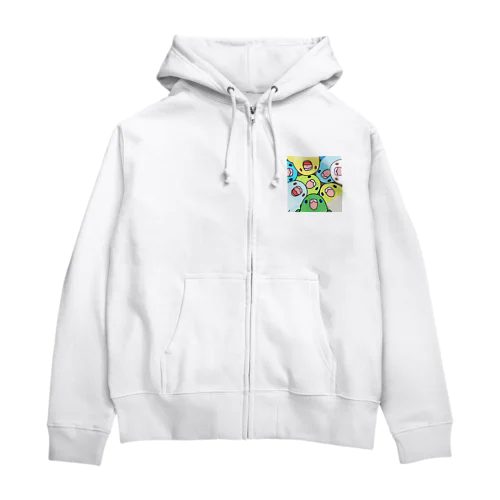 みっちりむっちり過密マメルリハさん【まめるりはことり】 Zip Hoodie