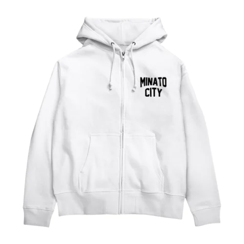 港区 MINATO CITY ロゴブラック Zip Hoodie