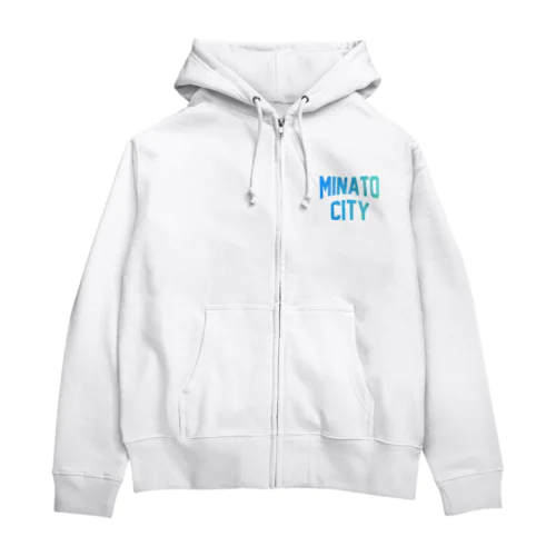 港区 MINATO CITY ロゴブルー Zip Hoodie