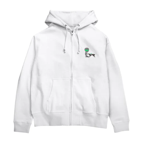 宇宙人 ケーキ食べてるよ/ミドリ Zip Hoodie